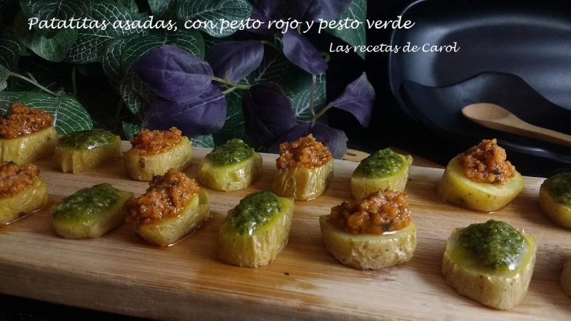 Patatitas con pesto rojo y verde