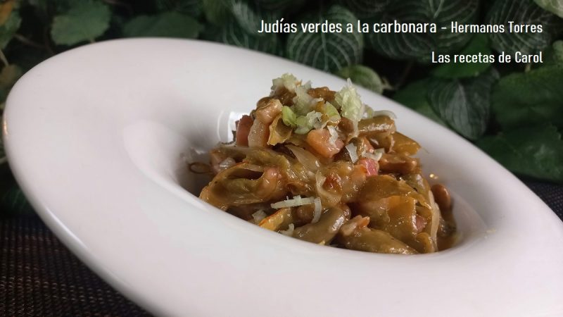 Judías verdes a la carbonara